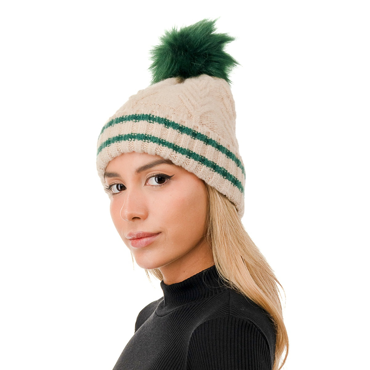  Marcus Adler Knit Pom Varsity Beanie - Burgendy - Bonton