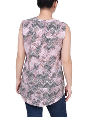 Petite Sleeveless Pintucked Blouse