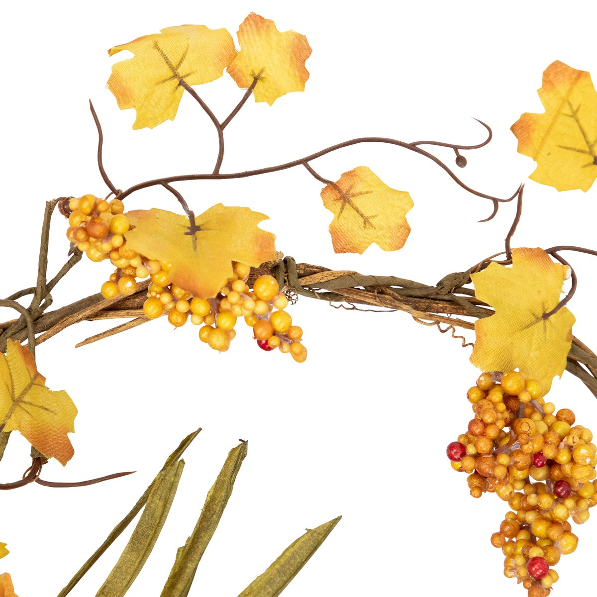  Northlight Autumn Leaves With Berries Artificial Fall Harvest Cornucopia Wreath  18-Inch  Unlit - Default Title - Bonton