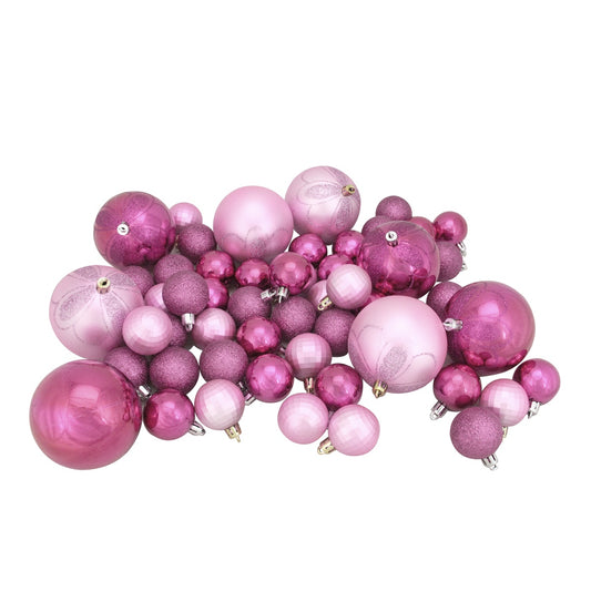 125ct Bubblegum Pink Shatterproof 4-Finish Christmas Ornaments 5.5" (140mm)