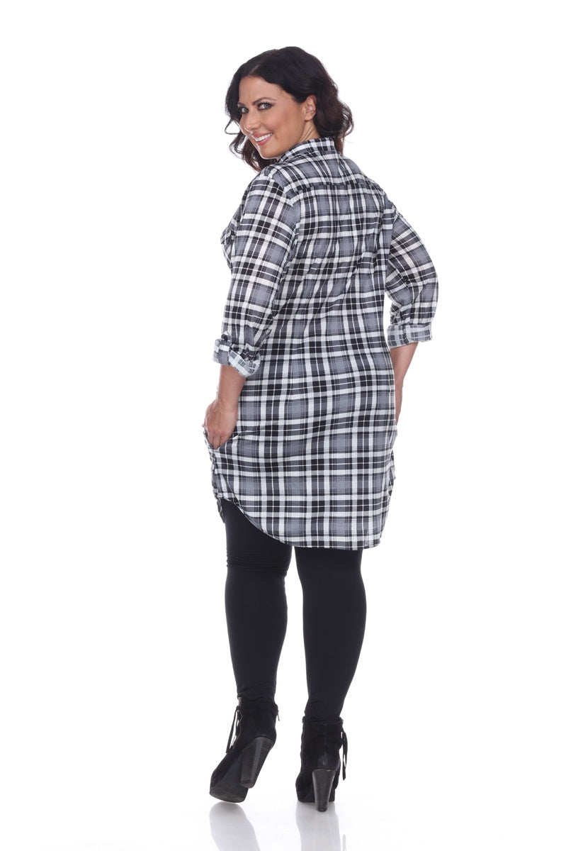  White Mark Plus Piper Stretchy Plaid Tunic - 2X - Bonton