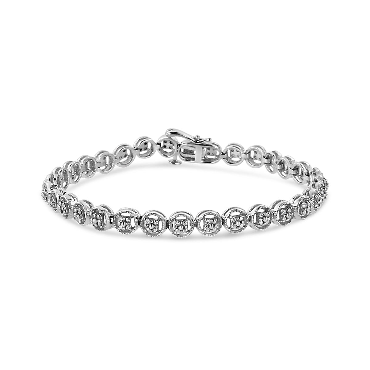  Haus of Brilliance .925 Sterling Silver 1/10 Cttw Diamond Open Circle Wheel Link 7