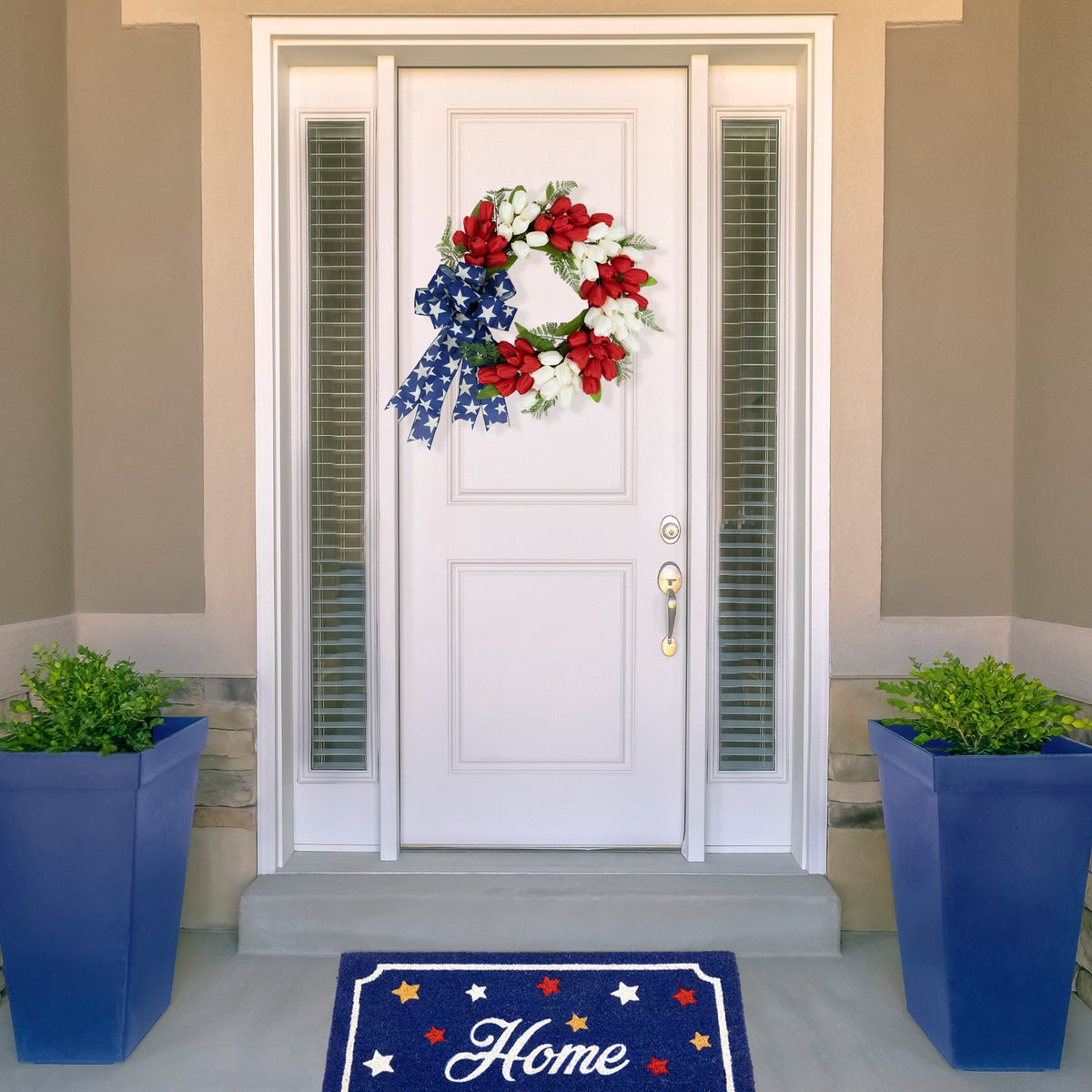  Northlight Tulip Patriotic Wreath With Star Bow - 24