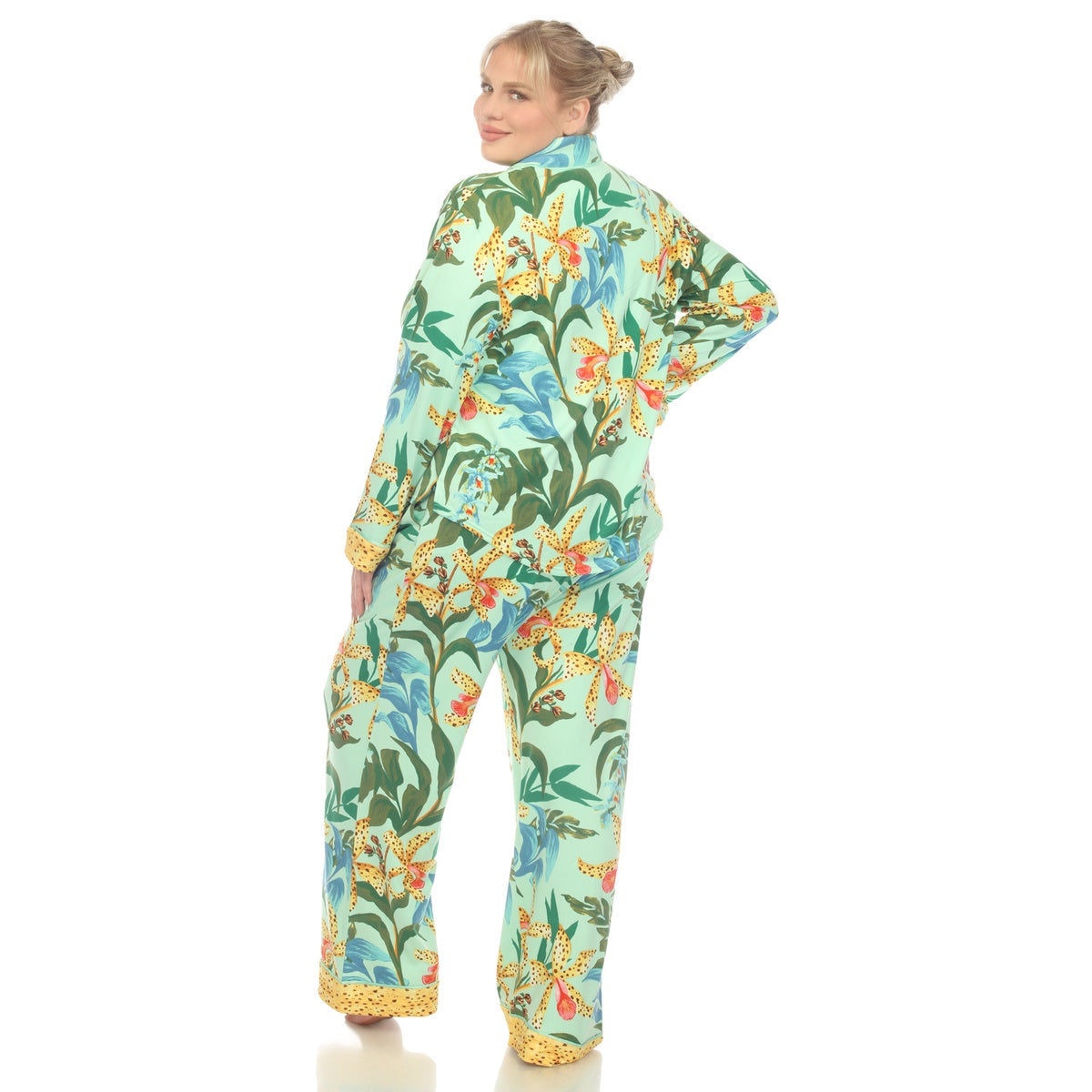  White Mark Plus Size Two Piece Wildflower Print Pajama Set - 1X - Bonton