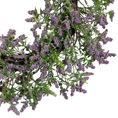 Lavender and Leaves Spring Floral Artificial Wreath - 22" - Purple