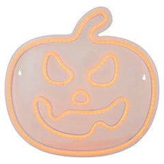 LED Lighted Neon Style Jack-O-Lantern Halloween Window Silhouette - 15" - Orange