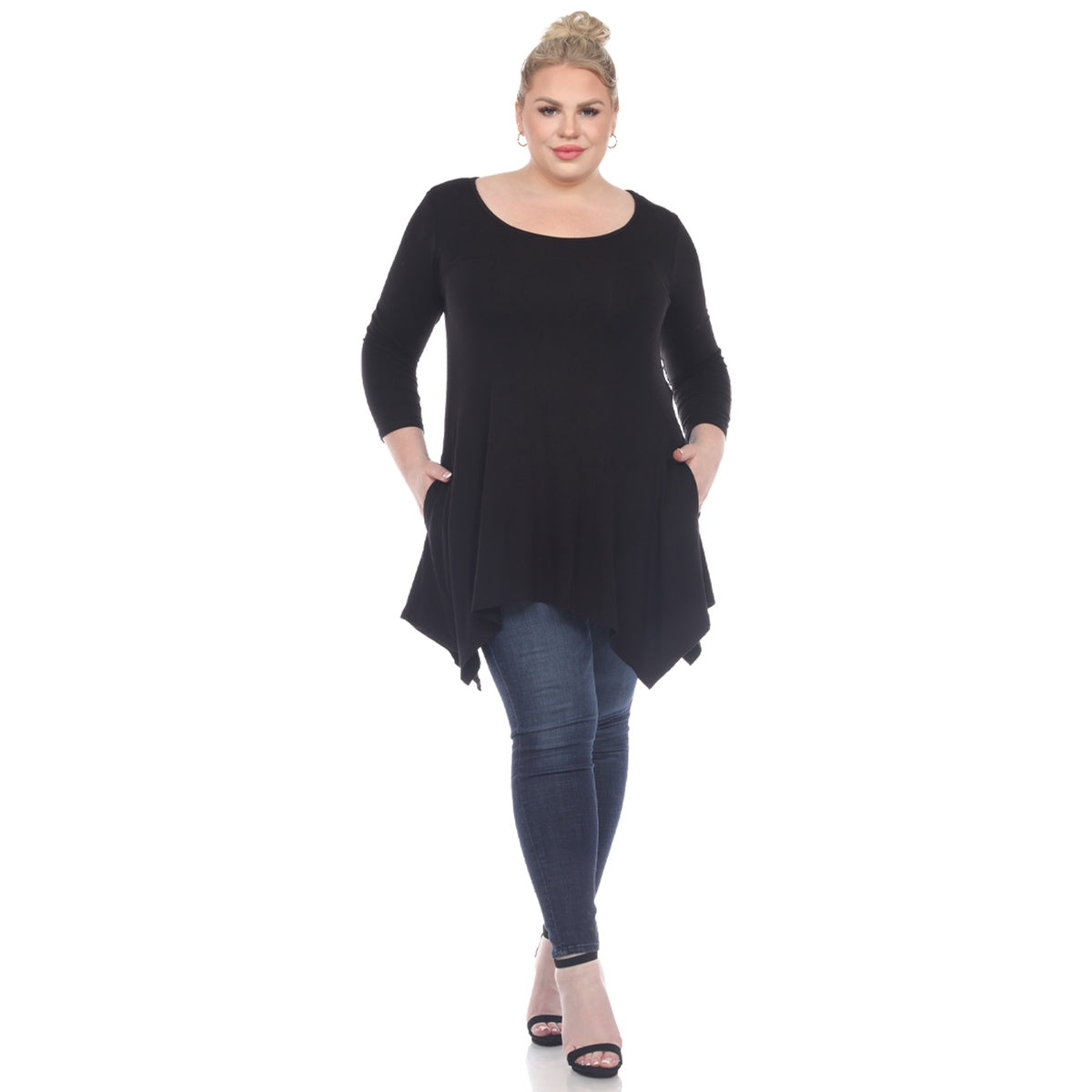  White Mark Plus Size Makayla Tunic Top - 1X - Bonton