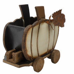 Fall Harvest Wooden Pumpkin Cart Decoration - 10.5"