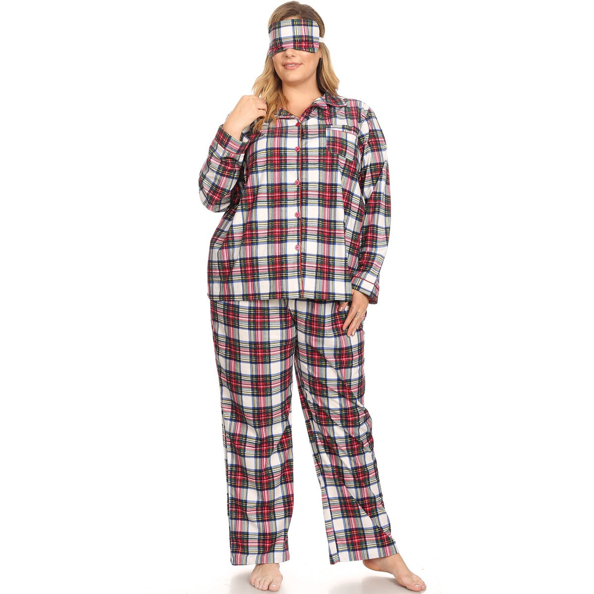  White Mark Plus Size Three-Piece Pajama Set - 4X - Bonton