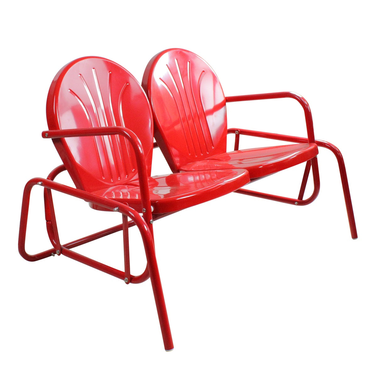  Northlight 2-Person Outdoor Retro Metal Tulip Double Glider Patio Chair  Red - Red - Bonton