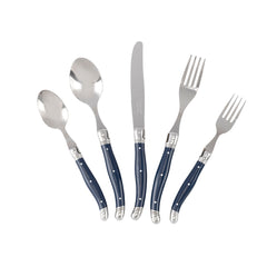 Laguiole 20 Piece Stainless Steel Flatware Set, Service for 4, Navy Blue