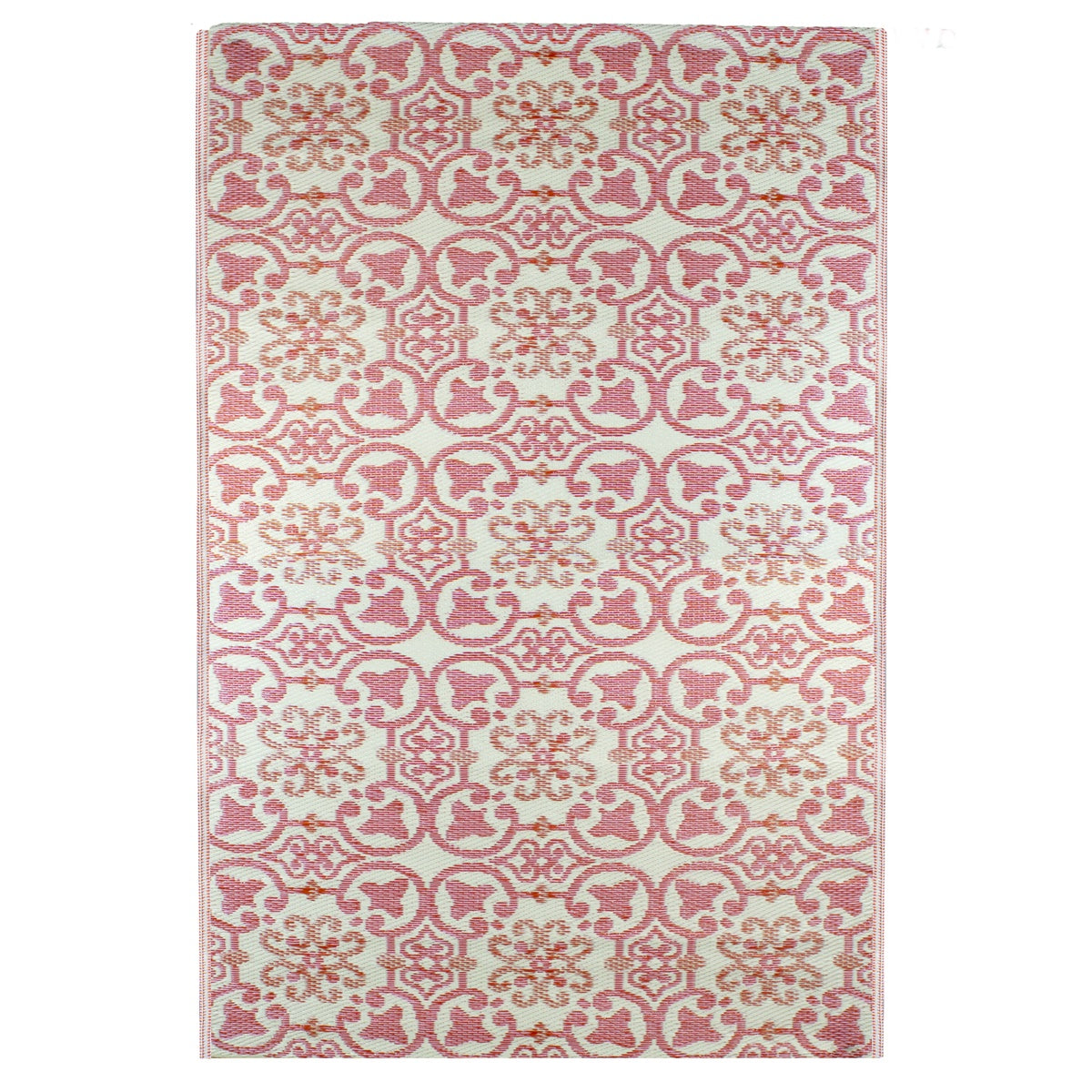  Northlight 4' X 6' Pink and Cream Floral Design Rectangular Outdoor Area Rug - Pink and Cream Floral - Bonton