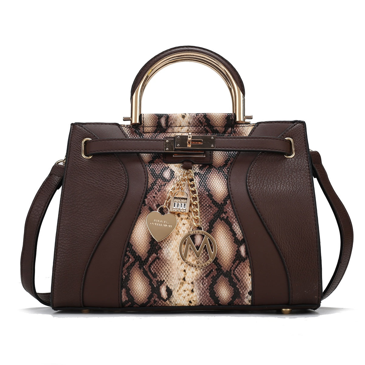  MKF Collection Cassia Snake Embossed Vegan Leather Womens Satchel Handbag - Snake Black - Bonton