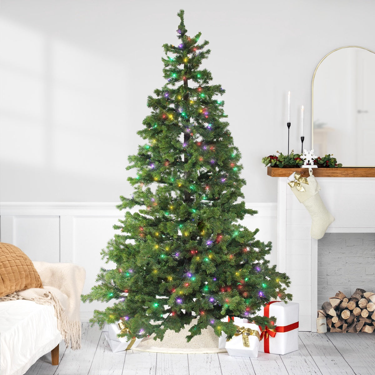  Northlight Real Touch™? Pre-Lit Green Mountain Pine Artificial Christmas Tree - 7.5' - Multicolor LED Lights - Default Title - Bonton