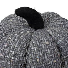 Knitted Fall Harvest Pumpkin - 7.5" - Gray and Black