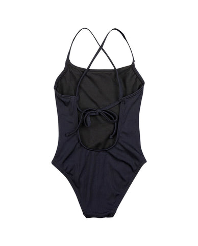 Textured Rib Round Neck One Piece Swimsuit