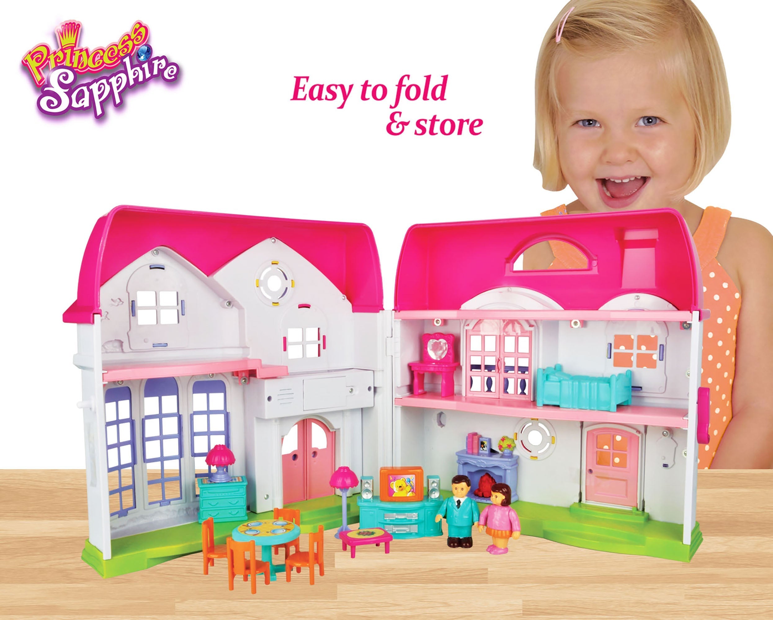  Red Box Princess Saphire 16 Piece Deluxe Doll House w/ Accessories - Multi - Bonton