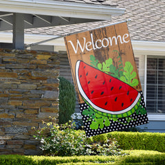 Welcome Watermelon Slice Summer Outdoor House Flag 28" X 40"