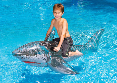 Inflatable Gray Ride-on Shark Swimming Pool Float  72-Inch