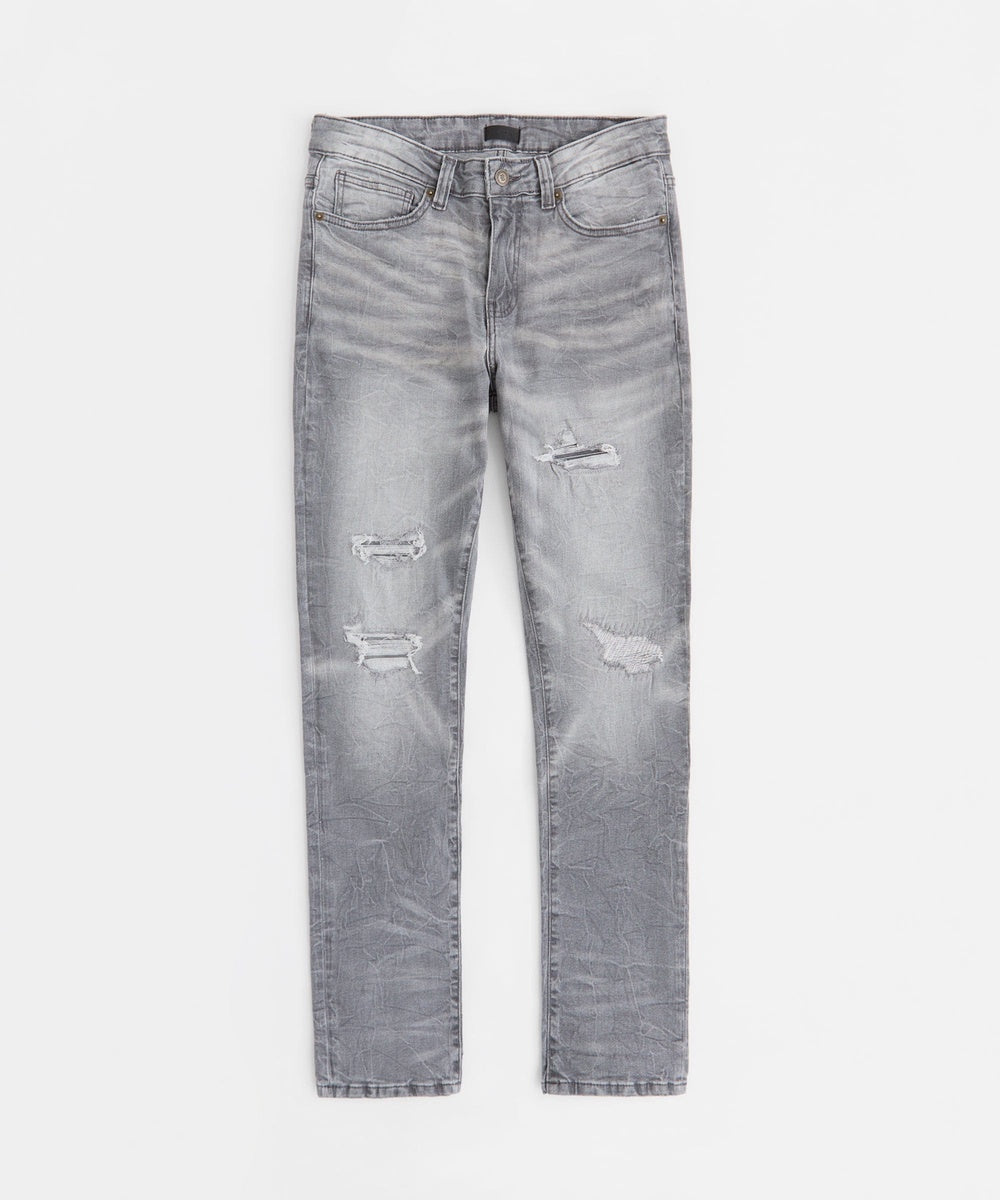  Reason Clothing Men's Skinny Distressed Denim Pants - Grey - GREY - Bonton