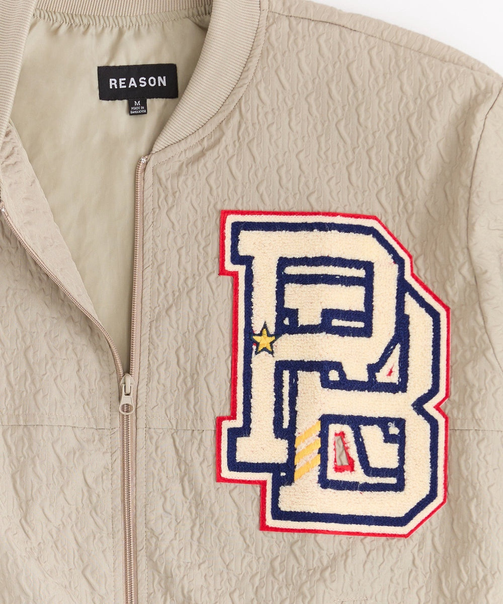  Reason Clothing Coaches Chenille Patched Jacket - Light Green - LIGHT GREEN - Bonton