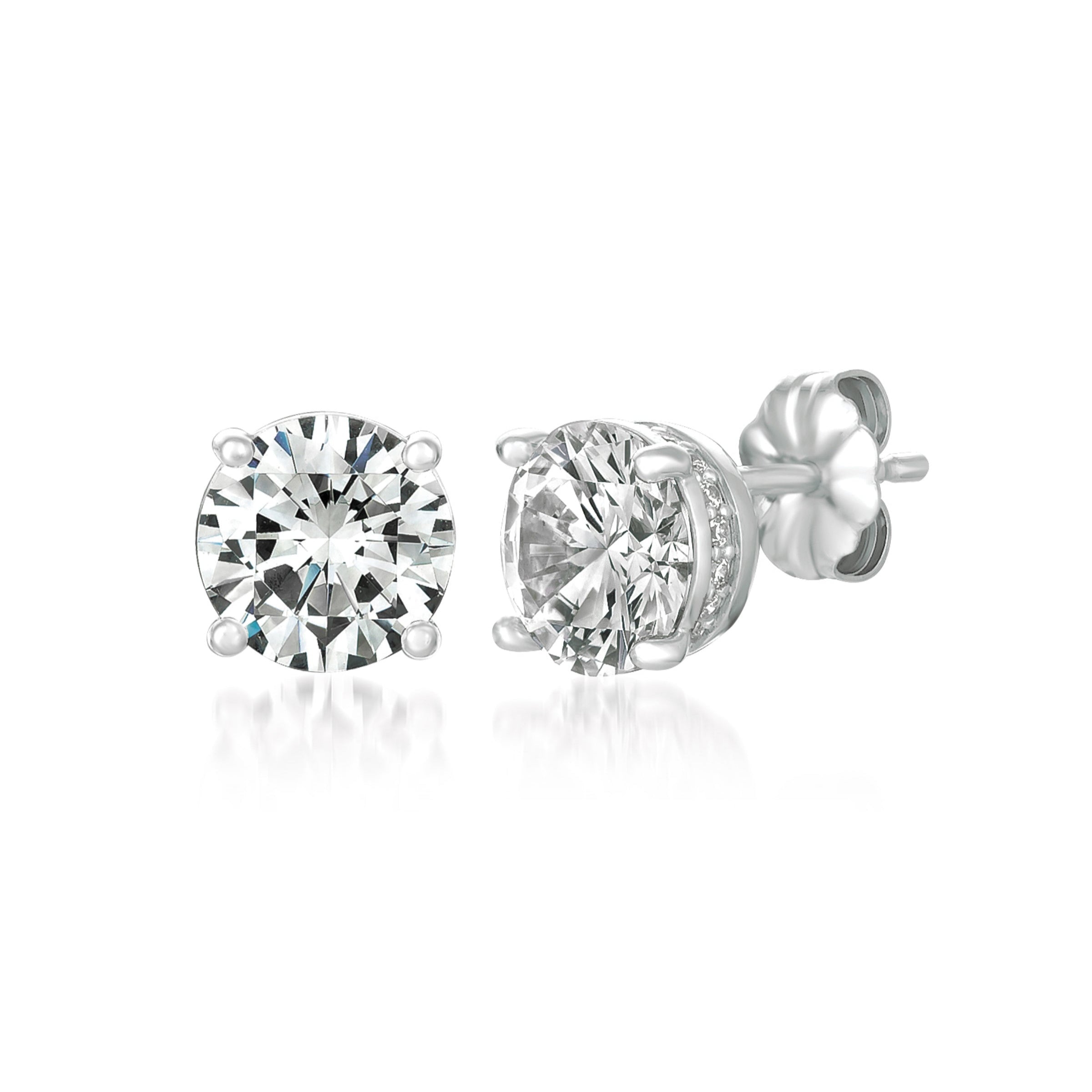  CRISLU Royal Brilliant Cut Stud Earrings Finished in Pure Platinum - Pure Platinum - Bonton