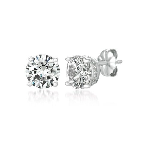 Royal Brilliant Cut Stud Earrings Finished in Pure Platinum