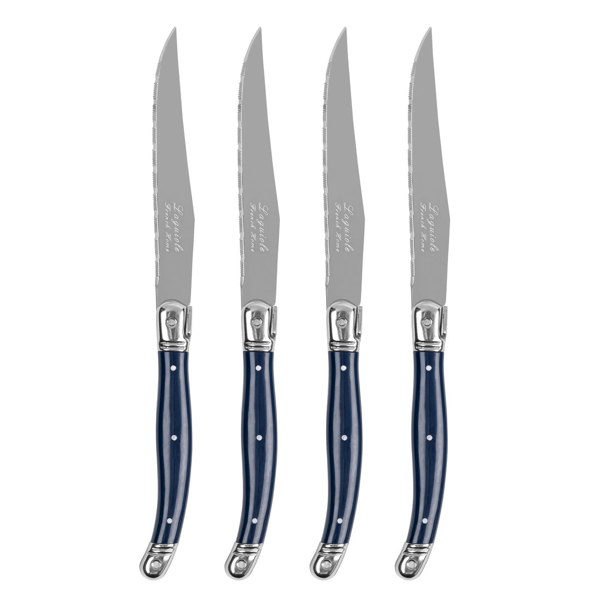  French Home Laguiole Connoisseur 4-Piece Steak Knife Set With Navy Handles - Default Title - Bonton