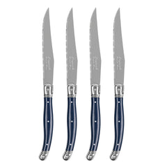 Laguiole Connoisseur 4-Piece Steak Knife Set With Navy Handles