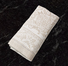 Arboretum Set of 6 Linen Napkins - Ivory and Taupe