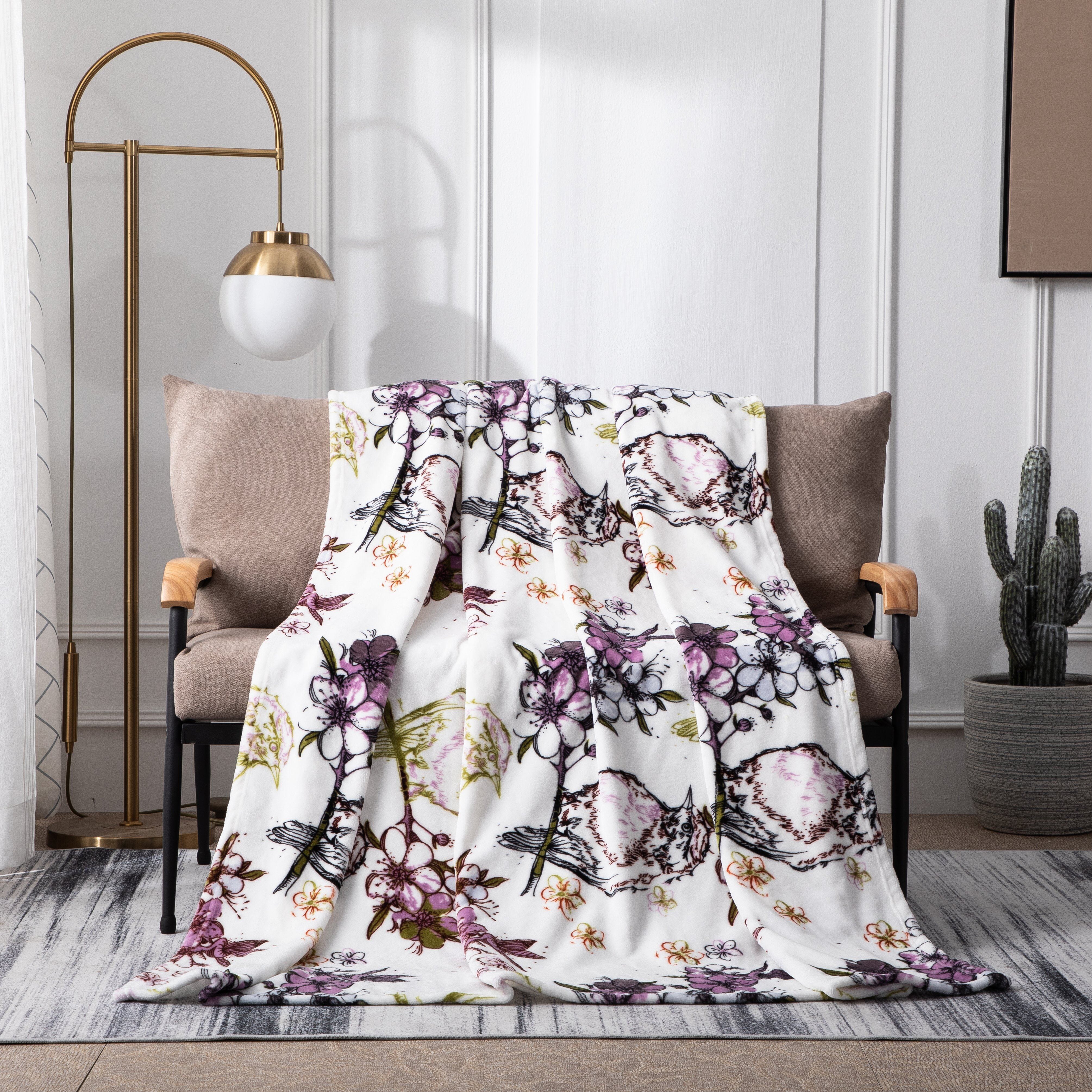  DaDa Bedding Collection DaDa Bedding Floral Blossoms Spring Cottage Birds Soft Fleece Throw Blanket (XY1010) by DaDa Bedding Collection - 63
