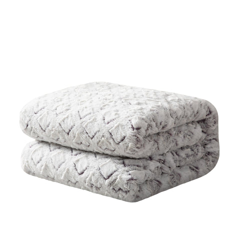 DaDa Bedding Luxury Dreamy Milky White & Purple Sherpa Backside Faux Fur Throw Blanket (M3395) - DaDa Bedding Collection
