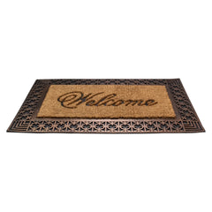 Gold and Natural Coir Rectangular "Welcome" Doormat 23" X 35"