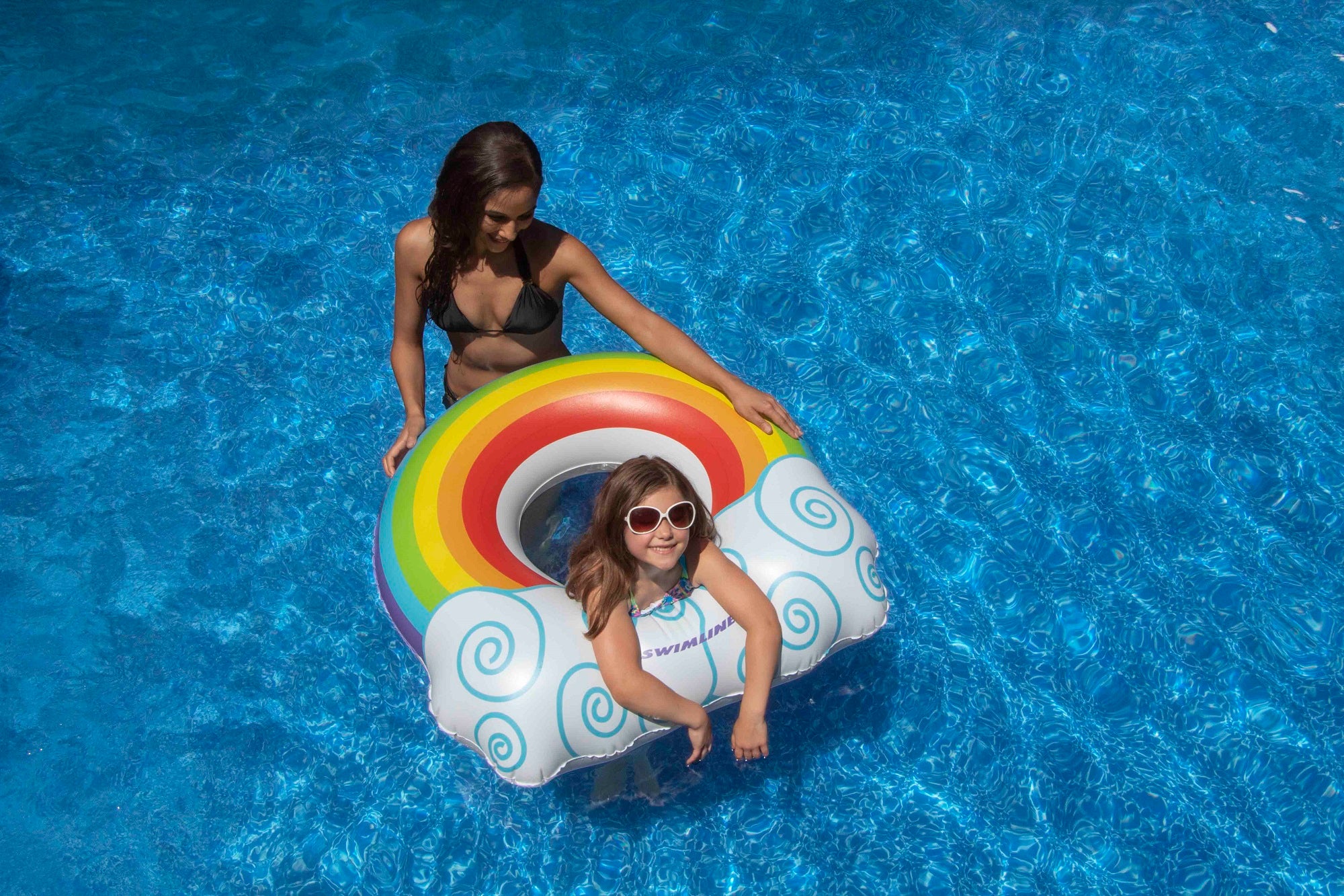  Swim Central Inflatable Rainbow Cloud Ring Swimming Pool Float - 37