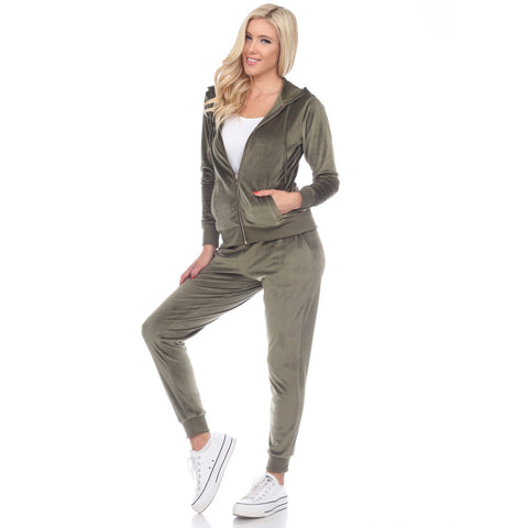 Women's 2 Piece Velour Tracksuit Set