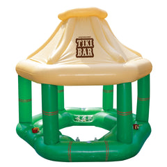 7.5' Cream and Green Tropical Inflatable Swimming Pool Floating Tiki Bar