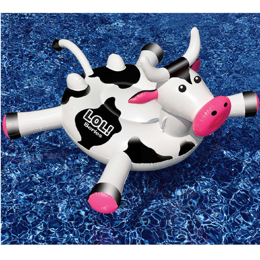 Inflatable Black and White Ride-on Cow Novelty Swimming Pool Float  54-Inch