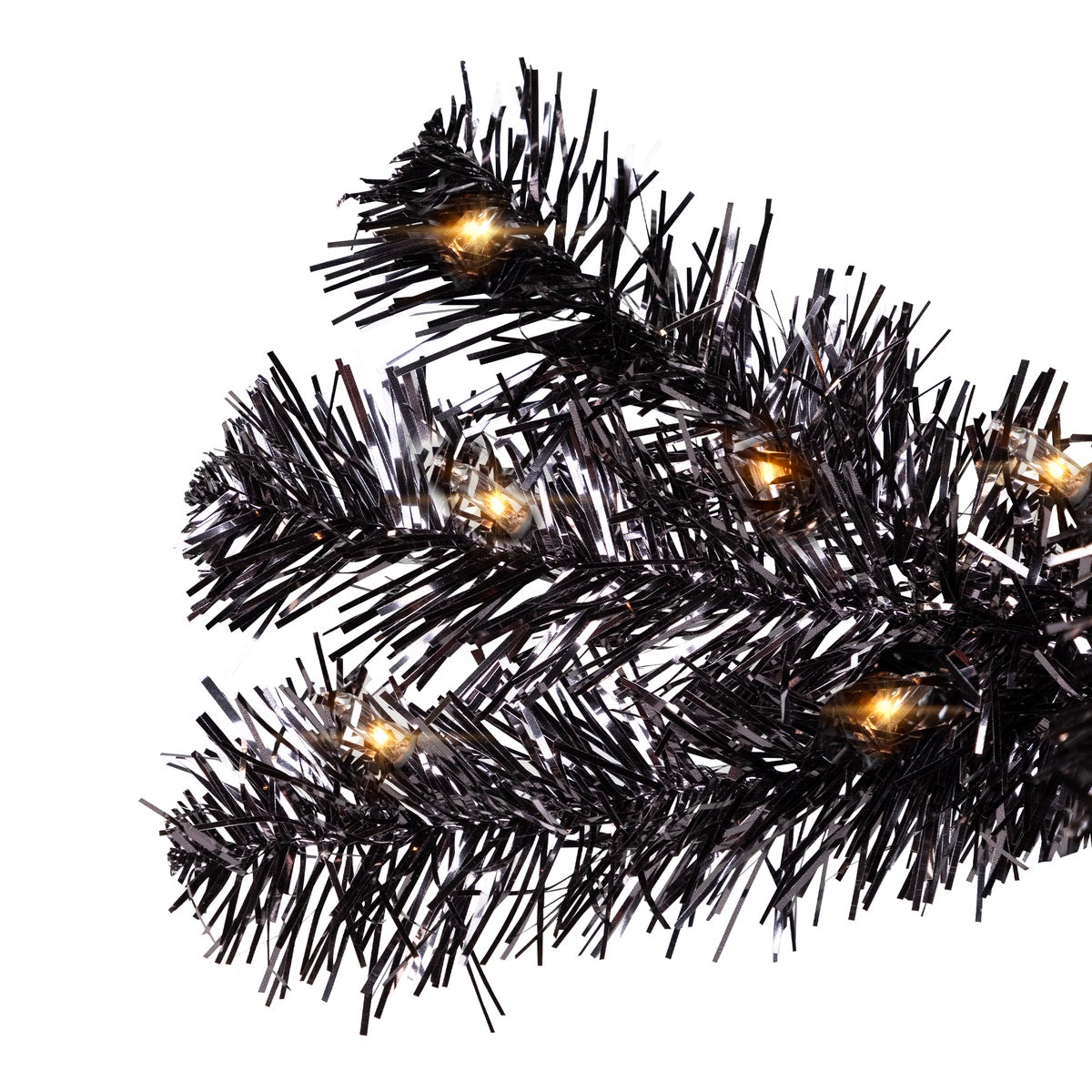  Northlight Pre-Lit Artificial Tinsel Halloween Tree - 3' - Black - Clear Lights - Default Title - Bonton