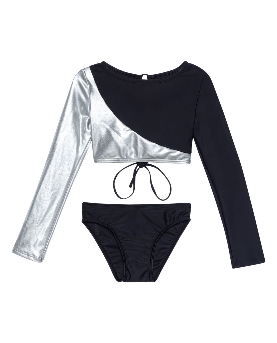  Gottex Kids Duo Long Sleeve Cropped Rash Guard Top and Bikini Bottom - GOTTEX KIDS DUO - Bonton