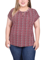 Plus Size Extended Sleeve Top With Grommets