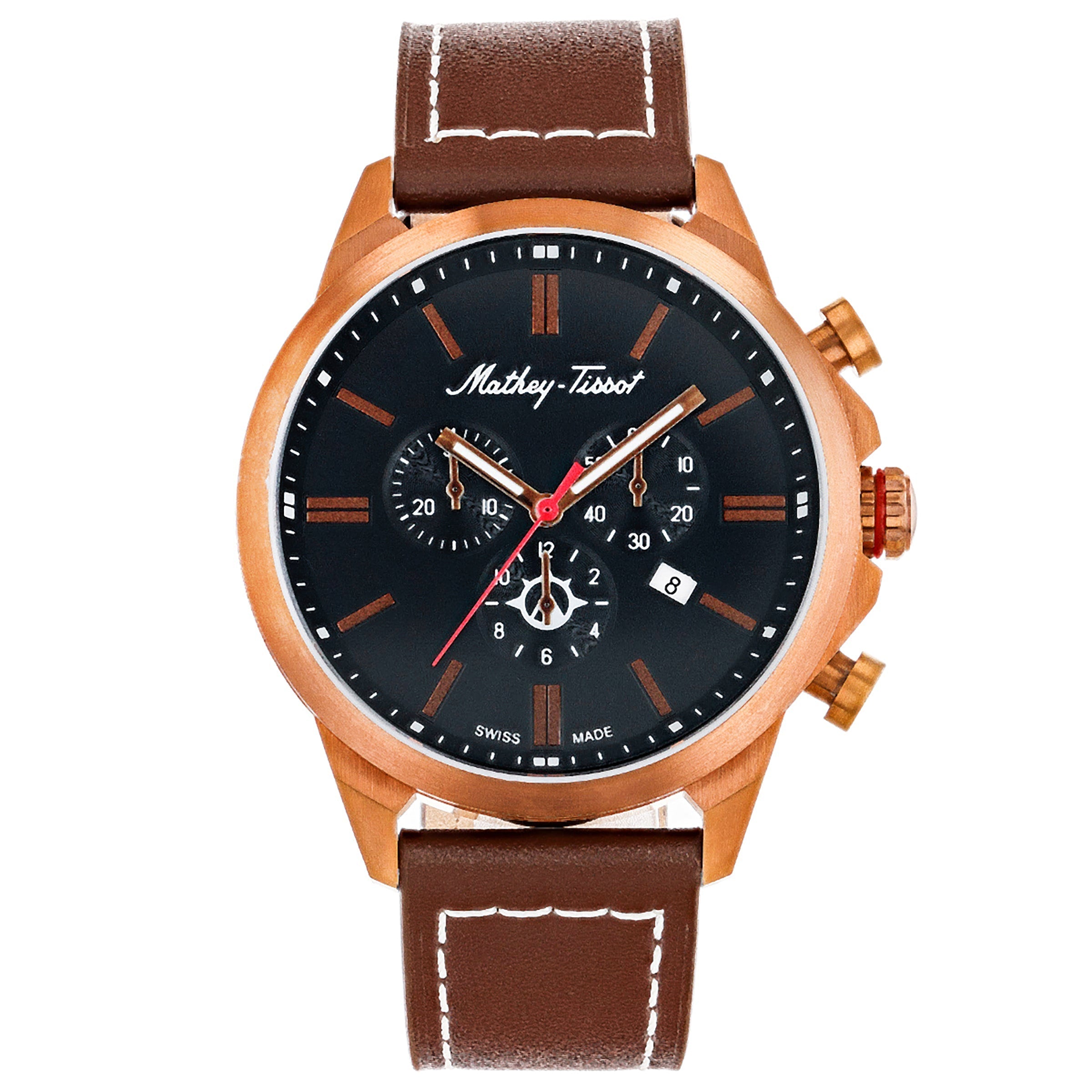  Mathey Tissot Field Scout Collection Chronograph Watch - Brown - Bonton