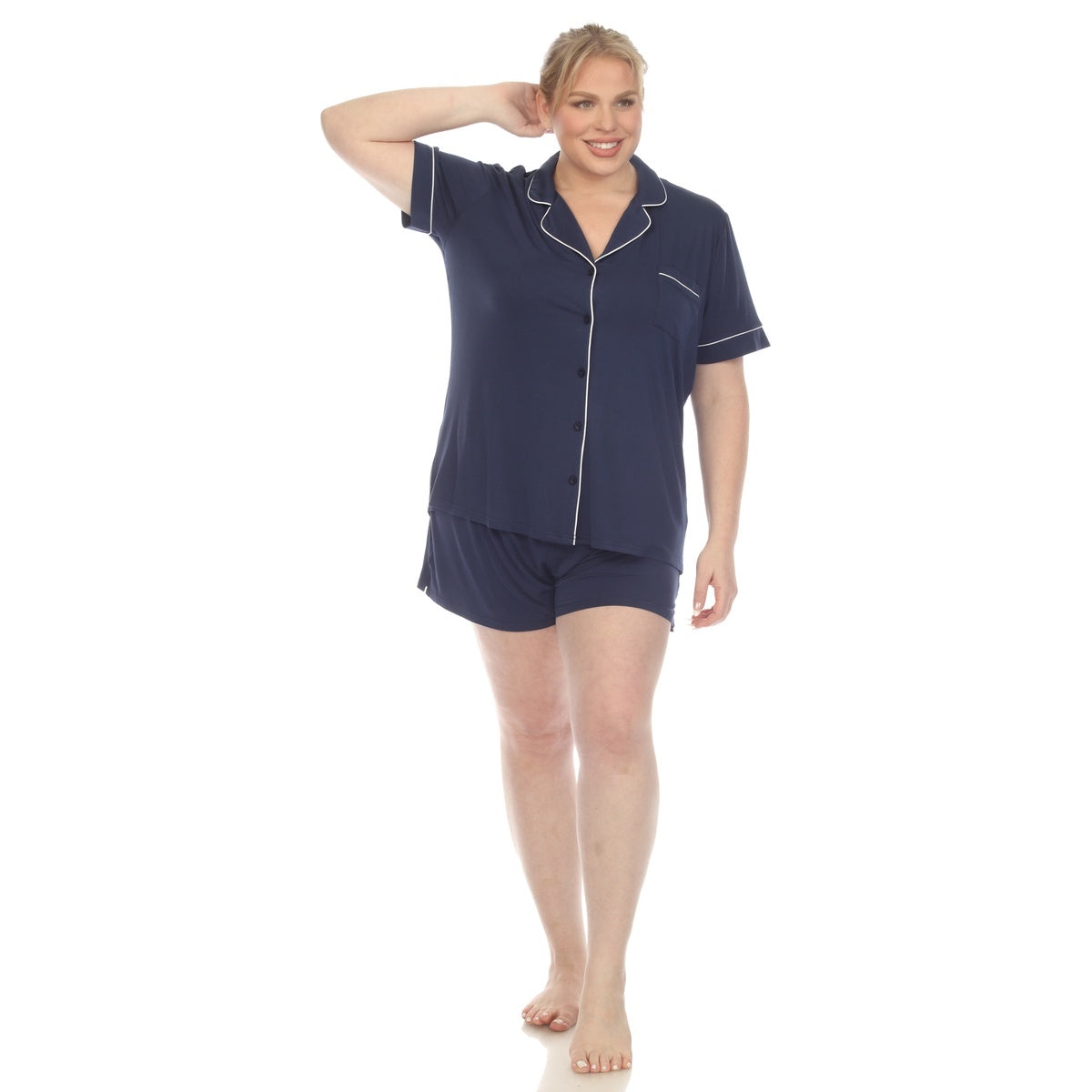  White Mark Plus Size Short Sleeve Bamboo Pajama Set - 1X - Bonton