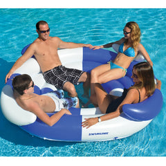 84" Inflatable Blue and White Sofa Island Swimming Pool Lounger