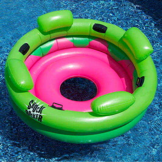 75" Bright Green and Pink Inflatable Shock Rocker Swimming Pool Float