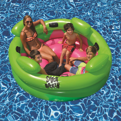 75" Bright Green and Pink Inflatable Shock Rocker Swimming Pool Float