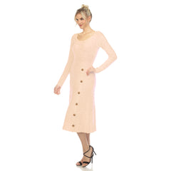 Women's Crew Neck Fit and Flare Sweater Midi Dress