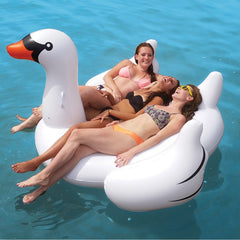 75" Inflatable White and Black Giant Swan Swimming Pool Ride-on Float Toy