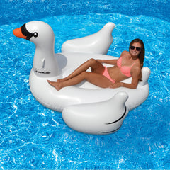 75" Inflatable White and Black Giant Swan Swimming Pool Ride-on Float Toy