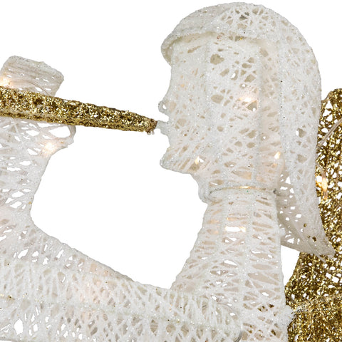 48" LED Lighted Gold and Silver Trumpeting Angel Outdoor Christmas Outdoor Decoration