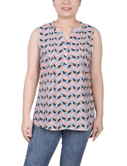 Petite Sleeveless Pintucked Blouse